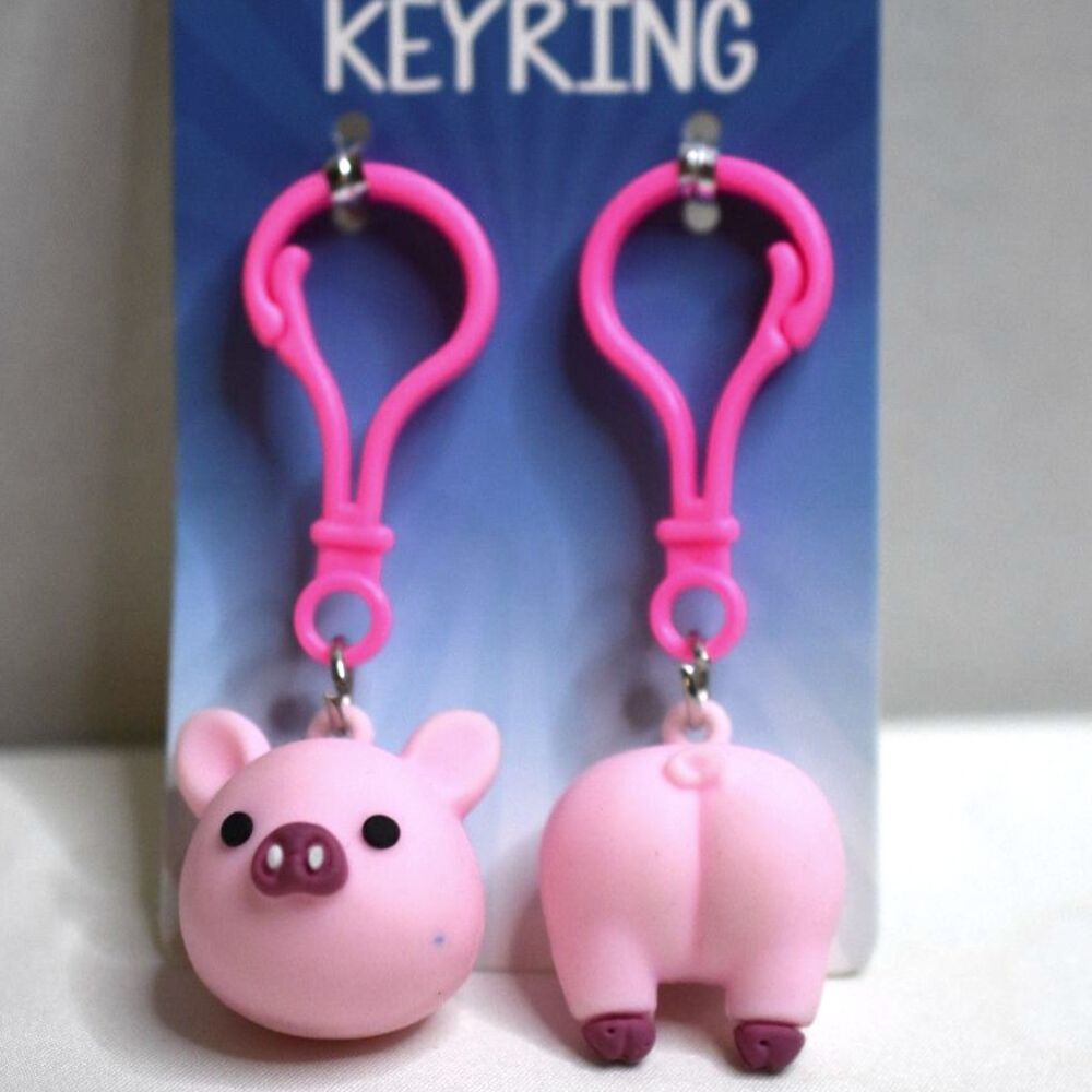 NIP Pink Piggy Heads Or Tails Friendship Playful Keychains
